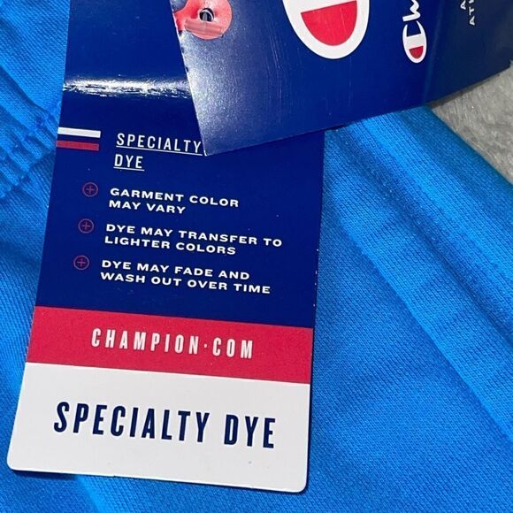 NWTs Champion Athletic Dip Dye Blue Ombre Fleece Shorts Logo - Picture 5 of 11
